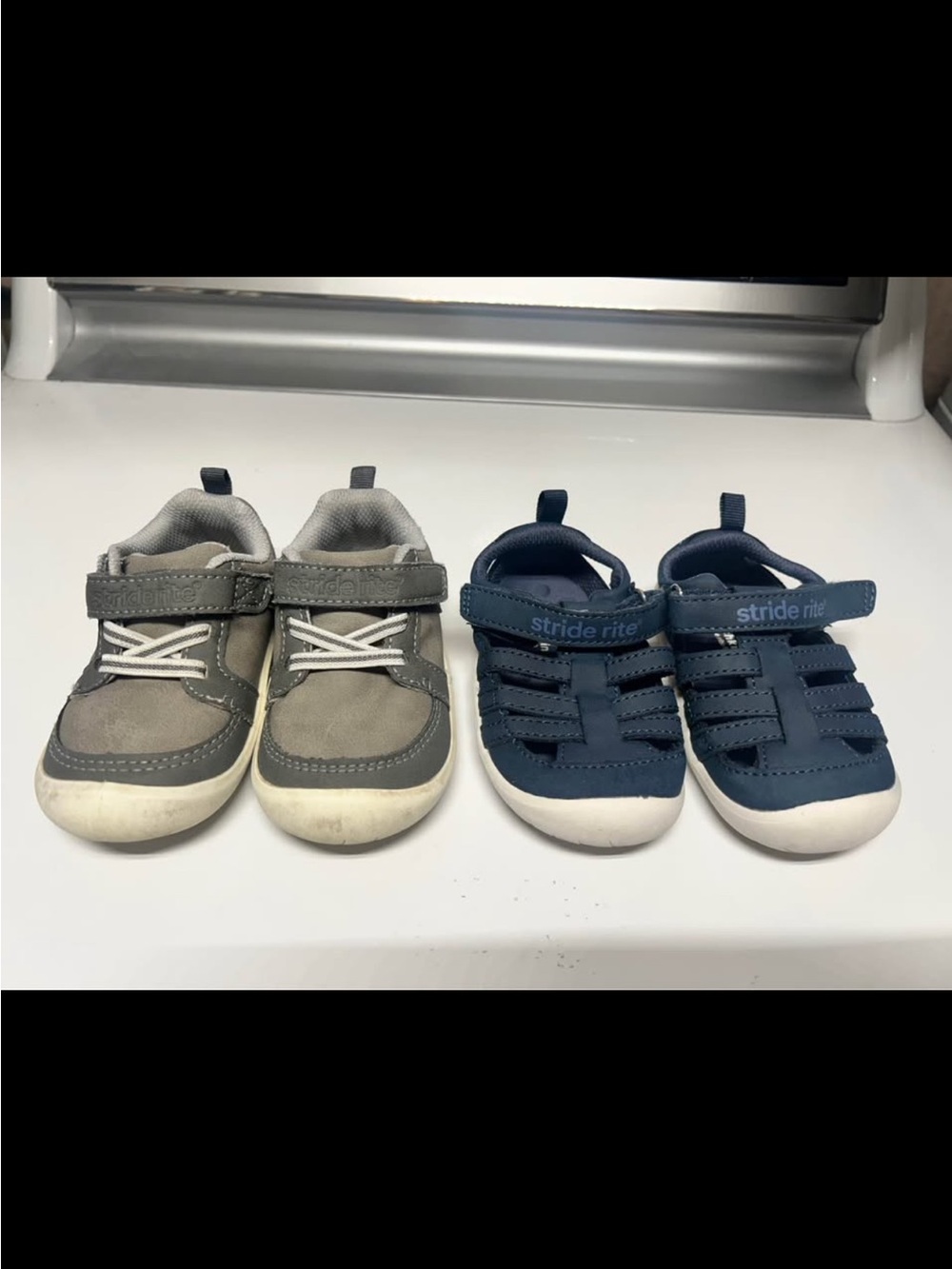 Stride Rite Gray Sneakers and Navy Closed-Toe Sandals